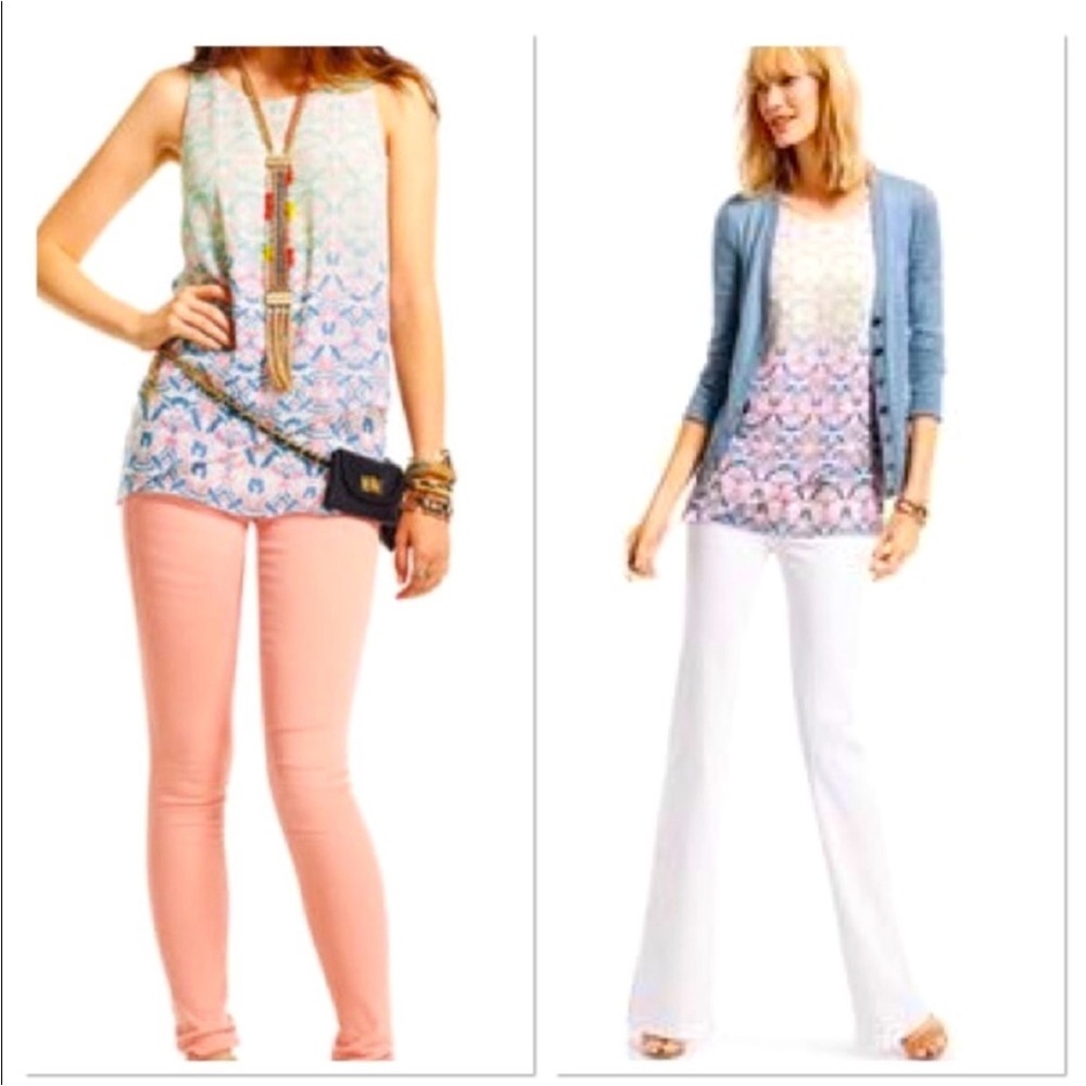 Cabi #250 Mosaic Pastel Ombre Print Layered Lined Tank‎ Size M